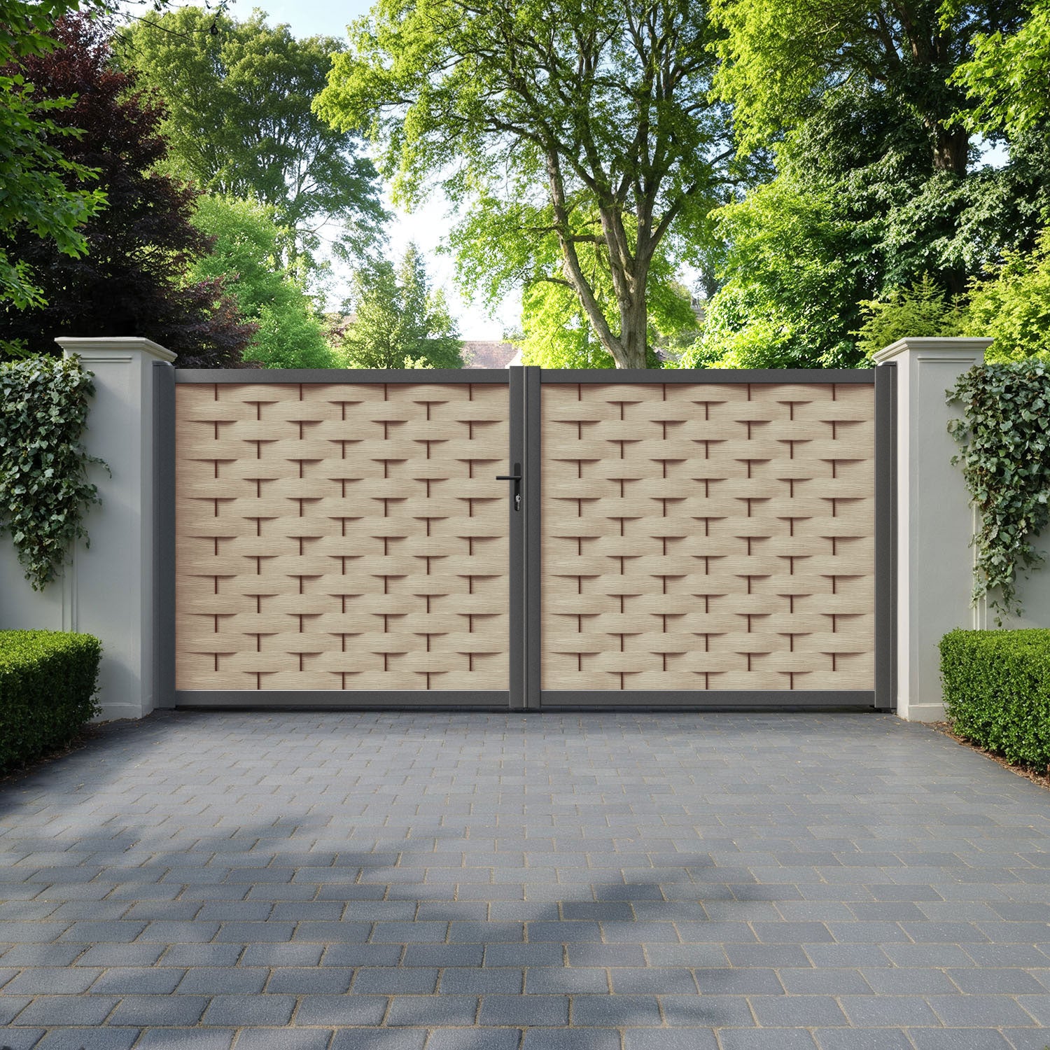 Ripple Light Oak Straight Top Driveway Gate
