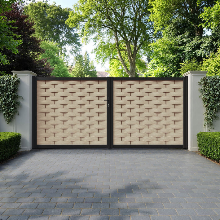 Ripple Light Oak Straight Top Driveway Gate