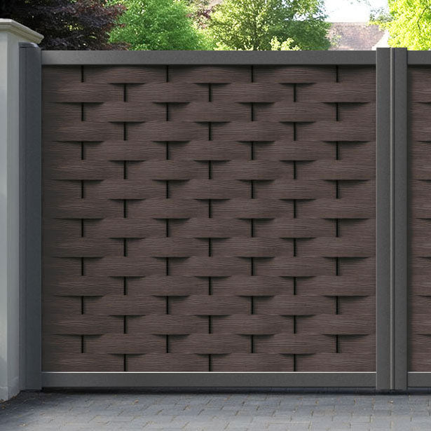 Ripple Mid Brown Straight Top Driveway Gate