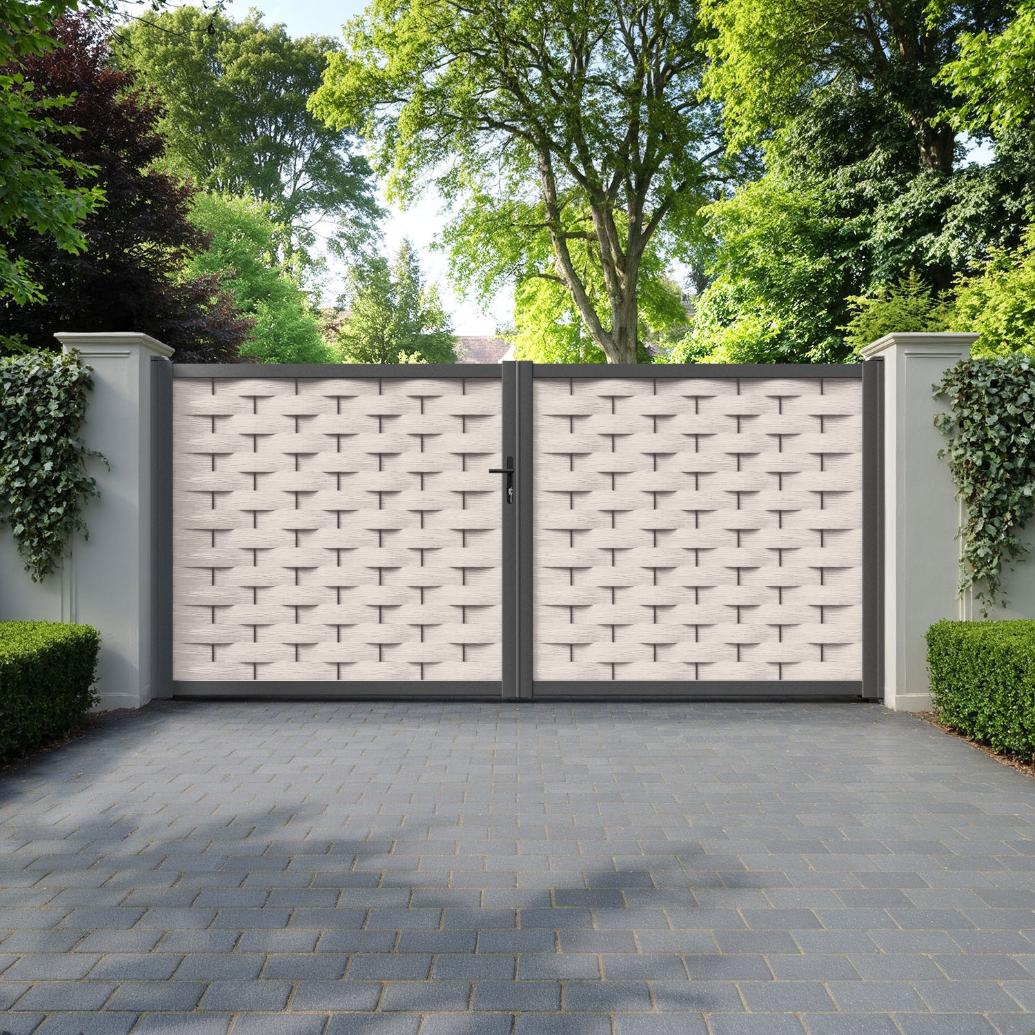 Ripple Mid Stone Straight Top Driveway Gate