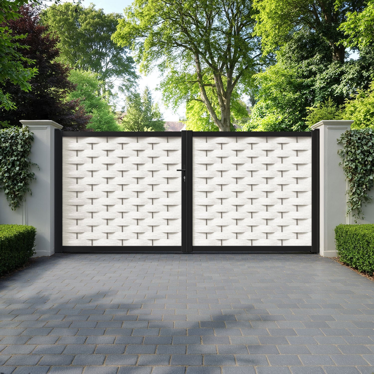 Ripple Light Stone Straight Top Driveway Gate