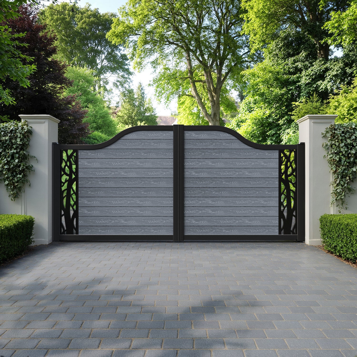 Classic Twilight Curved Top Driveway Gate - Anthracite - End Screen