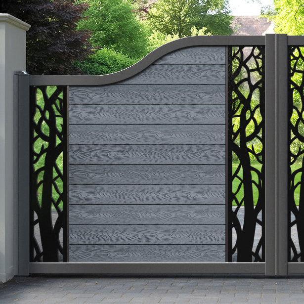 Classic Twilight Curved Top Driveway Gate - Anthracite - Middle & End Screen