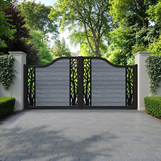 Classic Twilight Curved Top Driveway Gate - Anthracite - Middle & End Screen