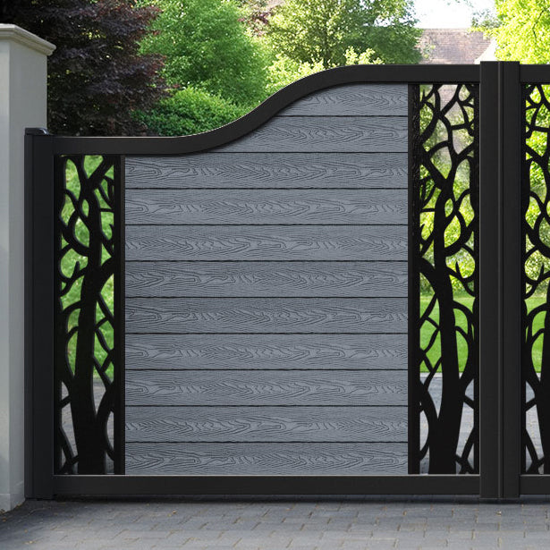Classic Twilight Curved Top Driveway Gate - Anthracite - Middle & End Screen