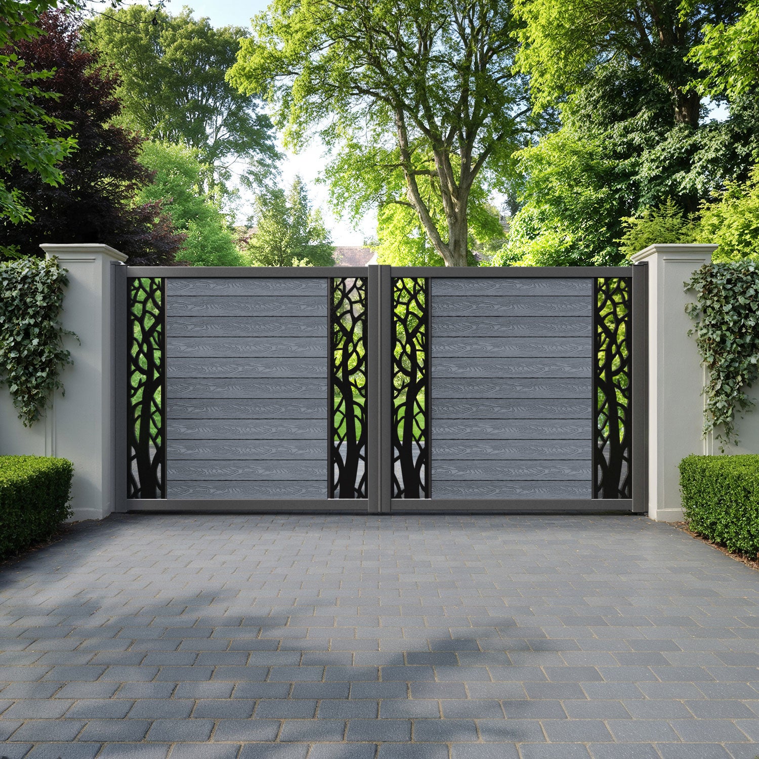 Classic Twilight Straight Top Driveway Gate - Anthracite - Middle & End Screen