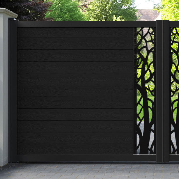 Classic Twilight Straight Top Driveway Gate - Black - Middle Screen