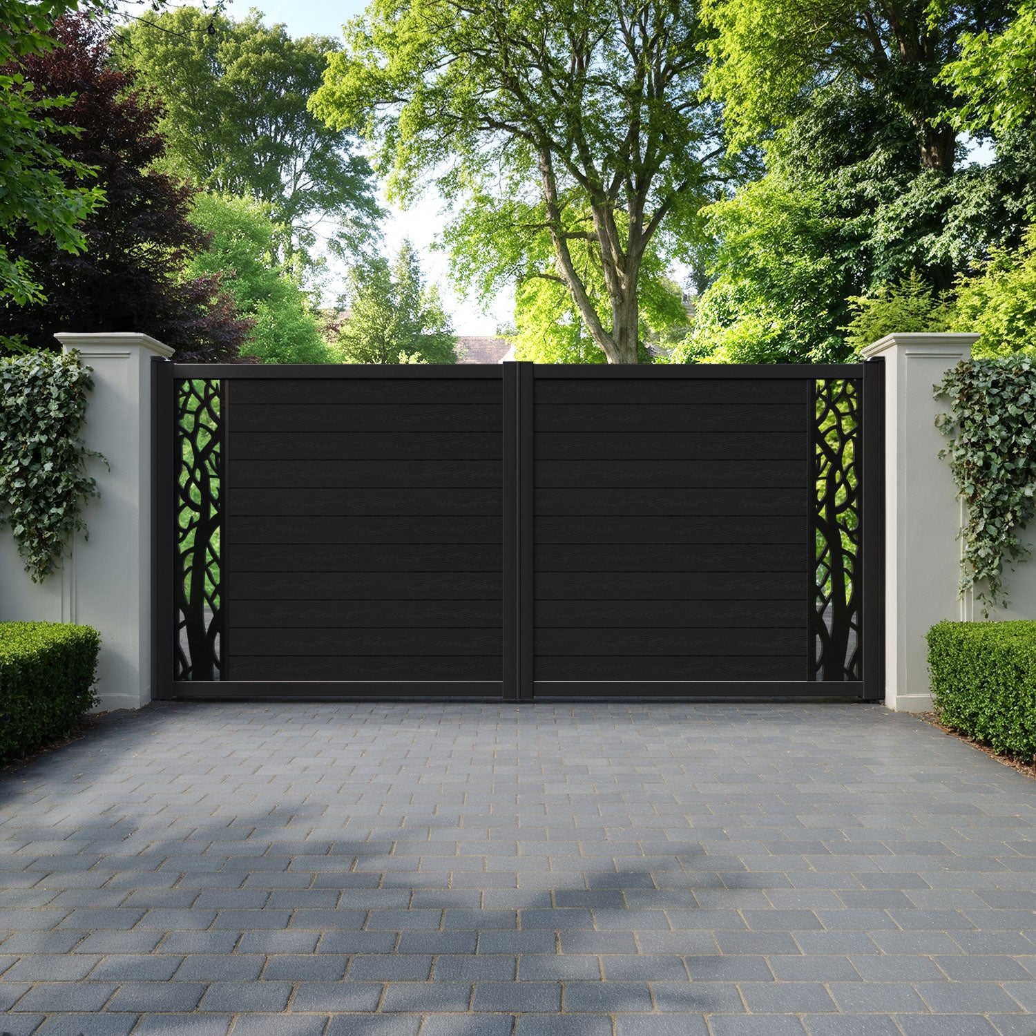 Classic Twilight Straight Top Driveway Gate - Black - End Screen