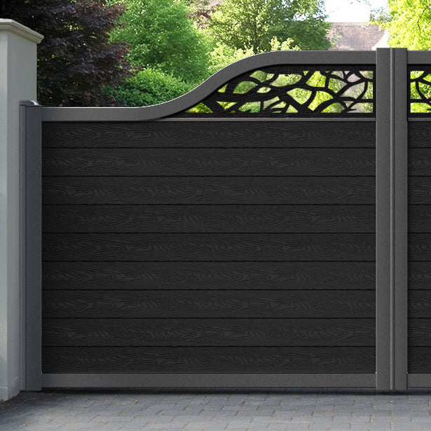 Classic Twilight Curved Top Driveway Gate - Black - Top Screen