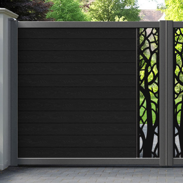 Classic Twilight Straight Top Driveway Gate - Black - Middle Screen