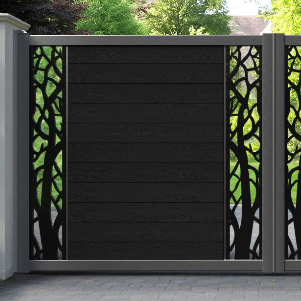 Classic Twilight Straight Top Driveway Gate - Black - Middle & End Screen