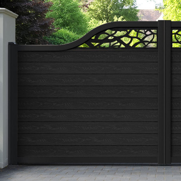 Classic Twilight Curved Top Driveway Gate - Black - Top Screen