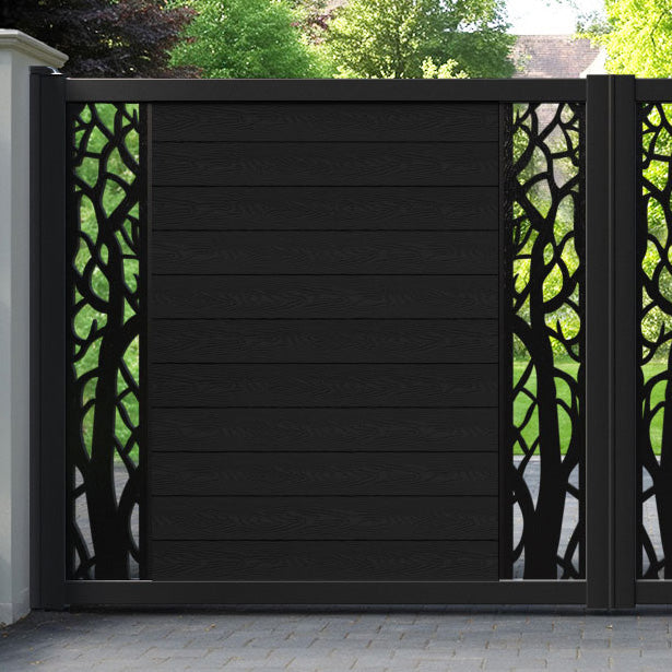 Classic Twilight Straight Top Driveway Gate - Black - Middle & End Screen
