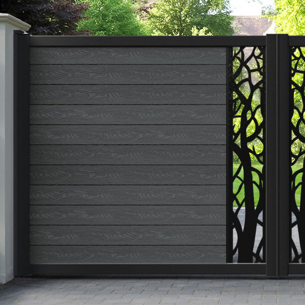 Classic Twilight Straight Top Driveway Gate - Dark Grey - Middle Screen