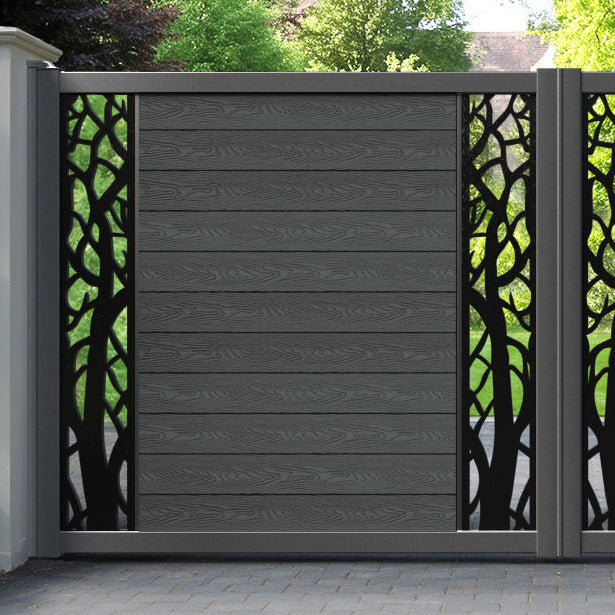 Classic Twilight Straight Top Driveway Gate - Dark Grey - Middle & End Screen