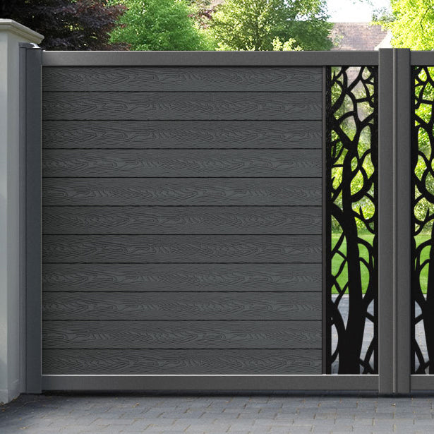 Classic Twilight Straight Top Driveway Gate - Dark Grey - Middle Screen