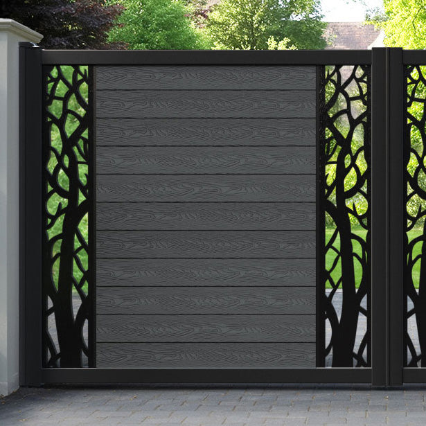 Classic Twilight Straight Top Driveway Gate - Dark Grey - Middle & End Screen