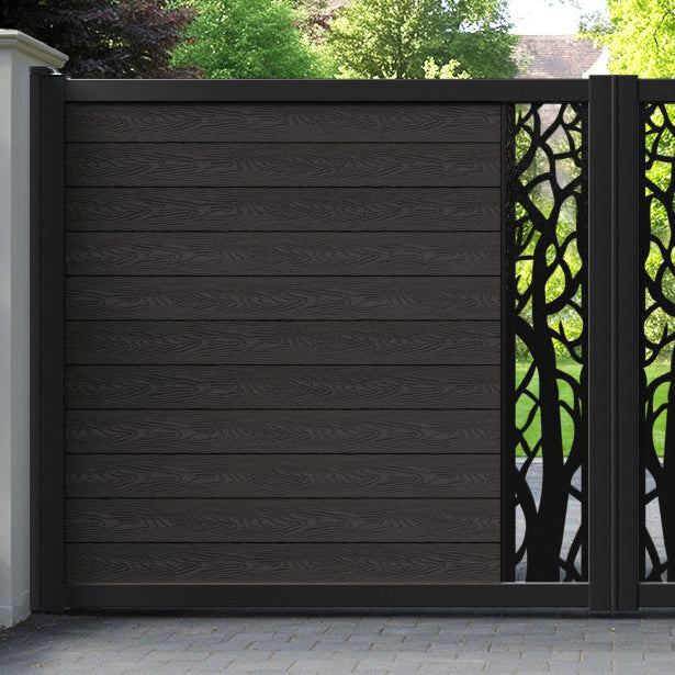 Classic Twilight Straight Top Driveway Gate - Dark Oak - Middle Screen