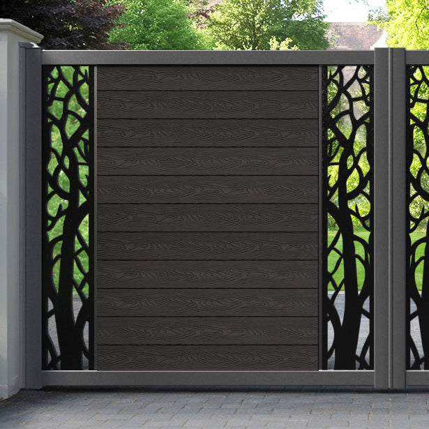 Classic Twilight Straight Top Driveway Gate - Dark Oak - Middle & End Screen