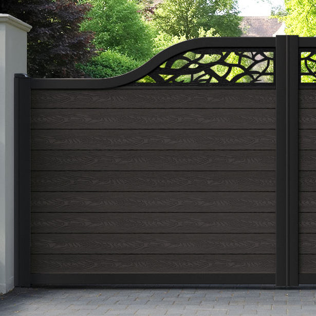 Classic Twilight Curved Top Driveway Gate - Dark Oak - Top Screen