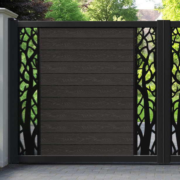 Classic Twilight Straight Top Driveway Gate - Dark Oak - Middle & End Screen
