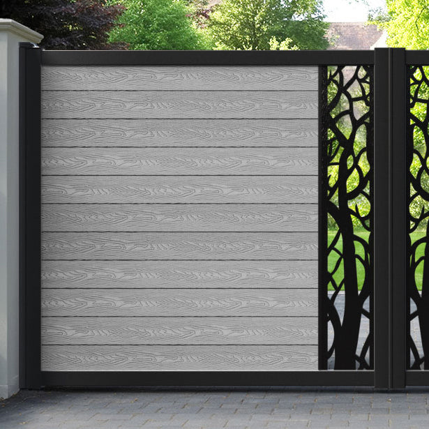 Classic Twilight Straight Top Driveway Gate - Light Grey - Middle Screen