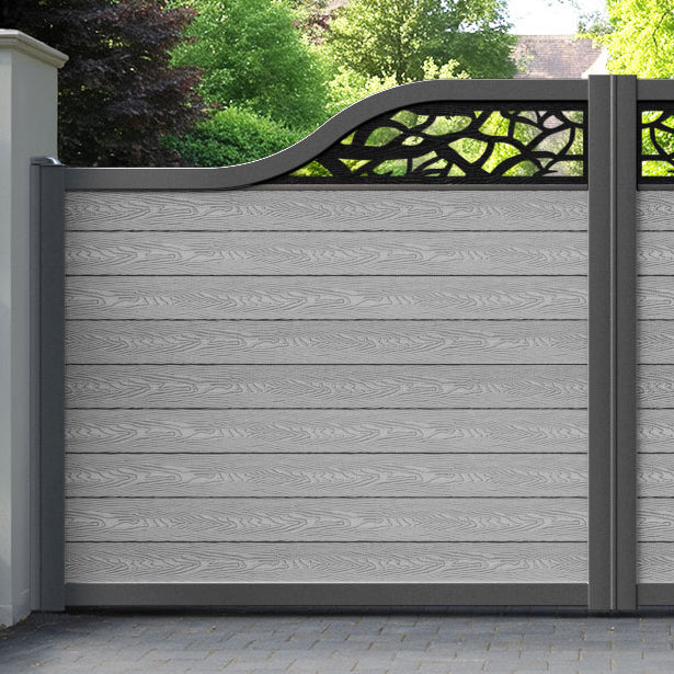 Classic Twilight Curved Top Driveway Gate - Light Grey - Top Screen