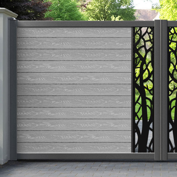 Classic Twilight Straight Top Driveway Gate - Light Grey - Middle Screen