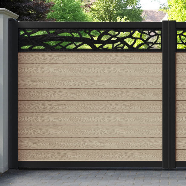 Classic Twilight Straight Top Driveway Gate - Light Oak - Top Screen
