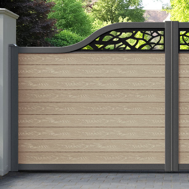 Classic Twilight Curved Top Driveway Gate - Light Oak - Top Screen