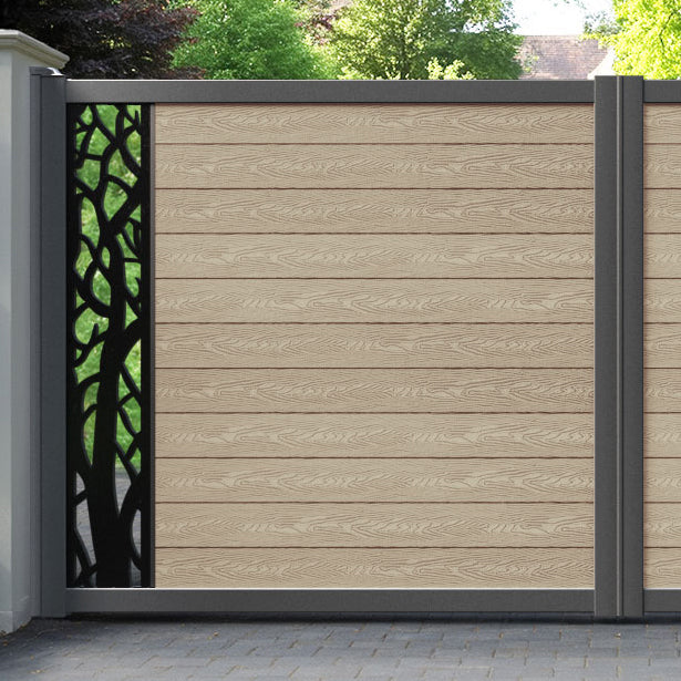 Classic Twilight Straight Top Driveway Gate - Light Oak - End Screen