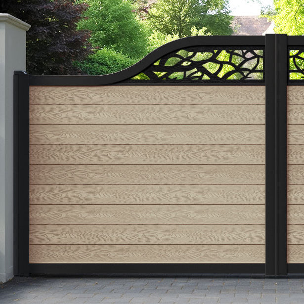 Classic Twilight Curved Top Driveway Gate - Light Oak - Top Screen