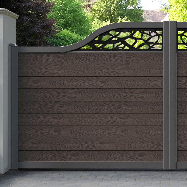 Classic Twilight Curved Top Driveway Gate - Mid Brown - Top Screen