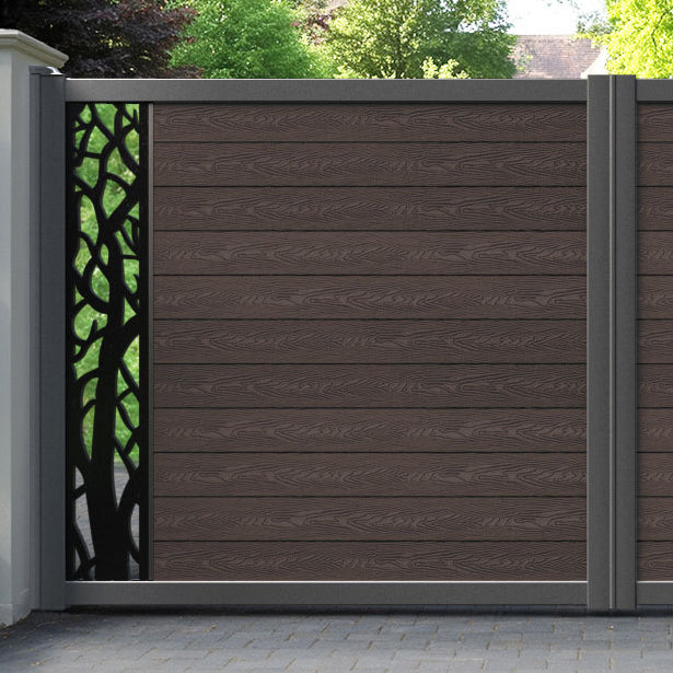 Classic Twilight Straight Top Driveway Gate - Mid Brown - End Screen