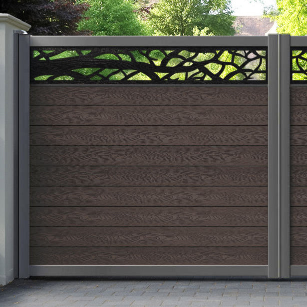 Classic Twilight Straight Top Driveway Gate - Mid Brown - Top Screen