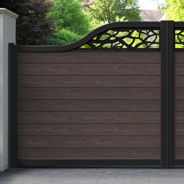 Classic Twilight Curved Top Driveway Gate - Mid Brown - Top Screen