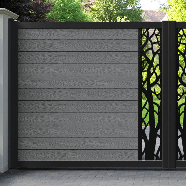 Classic Twilight Straight Top Driveway Gate - Mid Grey - Middle Screen