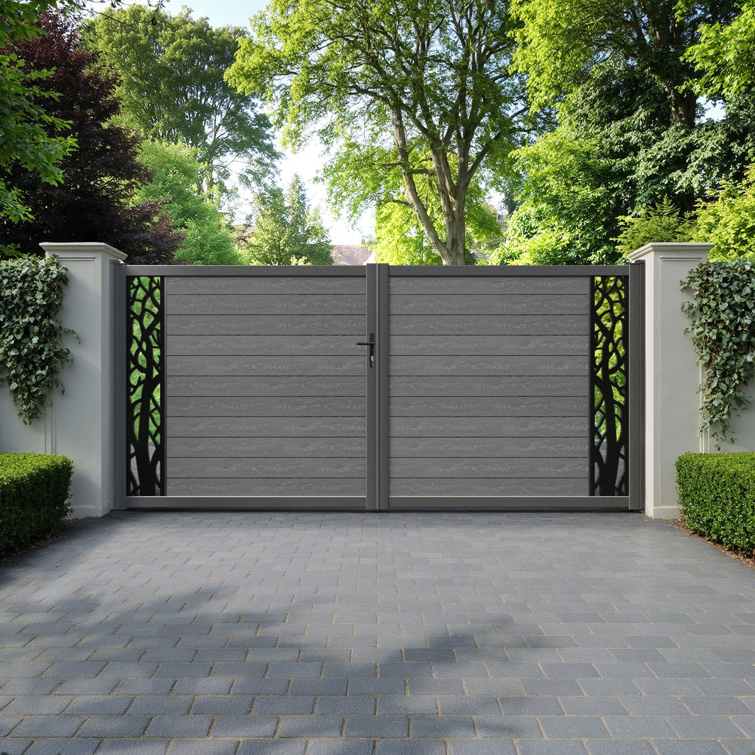 Classic Twilight Straight Top Driveway Gate - Mid Grey - End Screen