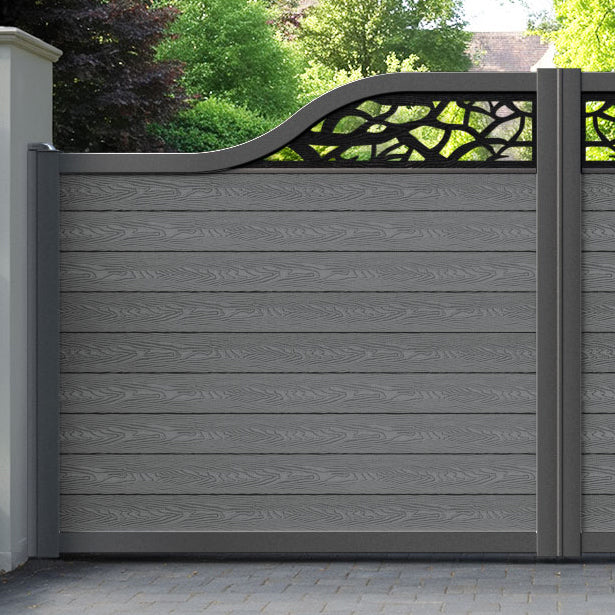 Classic Twilight Curved Top Driveway Gate - Mid Grey - Top Screen