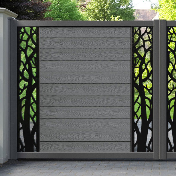 Classic Twilight Straight Top Driveway Gate - Mid Grey - Middle & End Screen