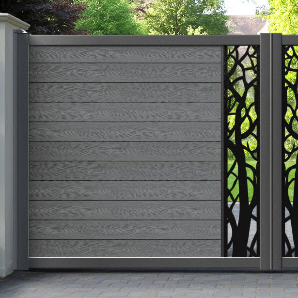 Classic Twilight Straight Top Driveway Gate - Mid Grey - Middle Screen