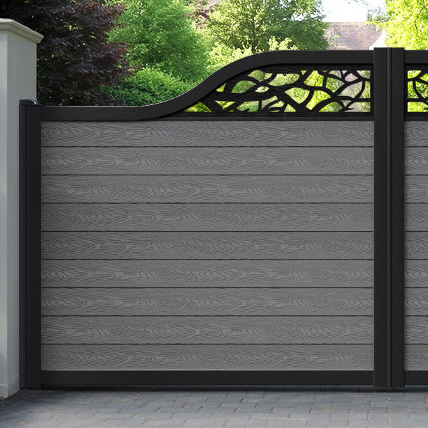 Classic Twilight Curved Top Driveway Gate - Mid Grey - Top Screen