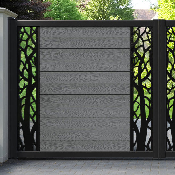 Classic Twilight Straight Top Driveway Gate - Mid Grey - Middle & End Screen