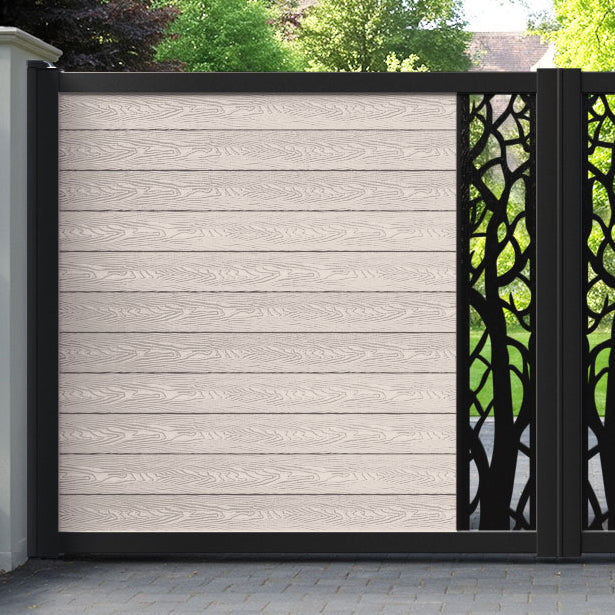 Classic Twilight Straight Top Driveway Gate - Mid Stone - Middle Screen