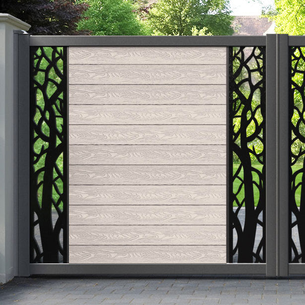 Classic Twilight Straight Top Driveway Gate - Mid Stone - Middle & End Screen