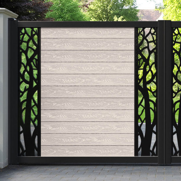 Classic Twilight Straight Top Driveway Gate - Mid Stone - Middle & End Screen