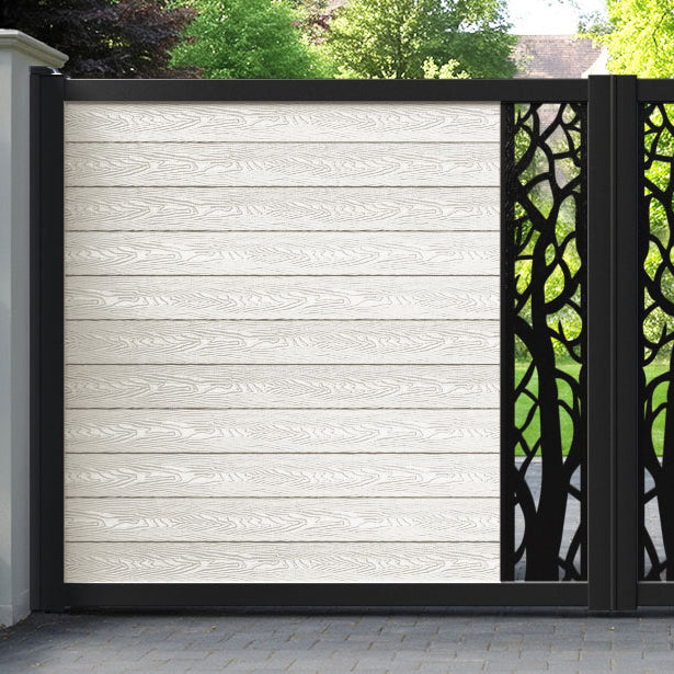 Classic Twilight Straight Top Driveway Gate - Light Stone - Middle Screen