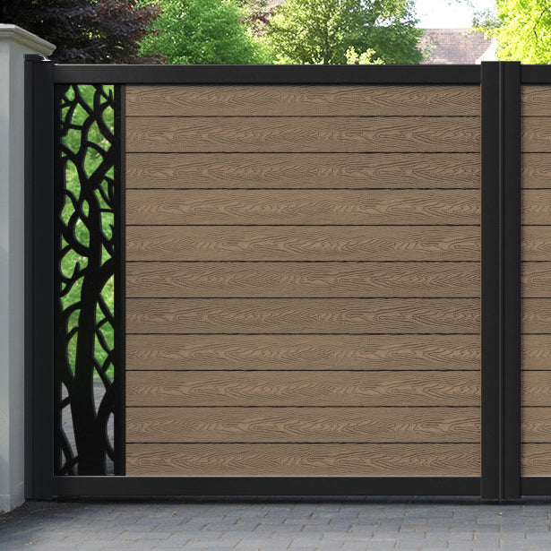 Classic Twilight Straight Top Driveway Gate - Teak - End Screen