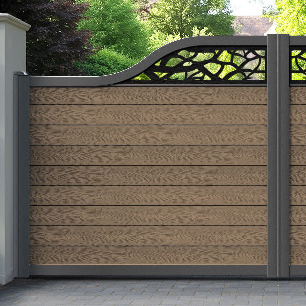 Classic Twilight Curved Top Driveway Gate - Teak -  Top Screen