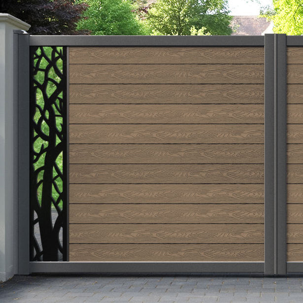 Classic Twilight Straight Top Driveway Gate - Teak - End Screen